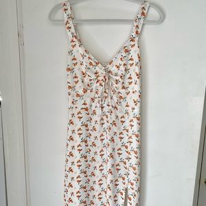 Cinch-Front Peach Midi Dress